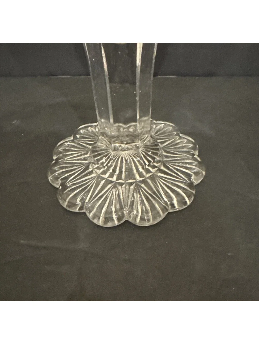 EAPG Clear Cut Glass Vase / Bouquet Pedestal Vase Very Detailed 8.75” H By 4” W